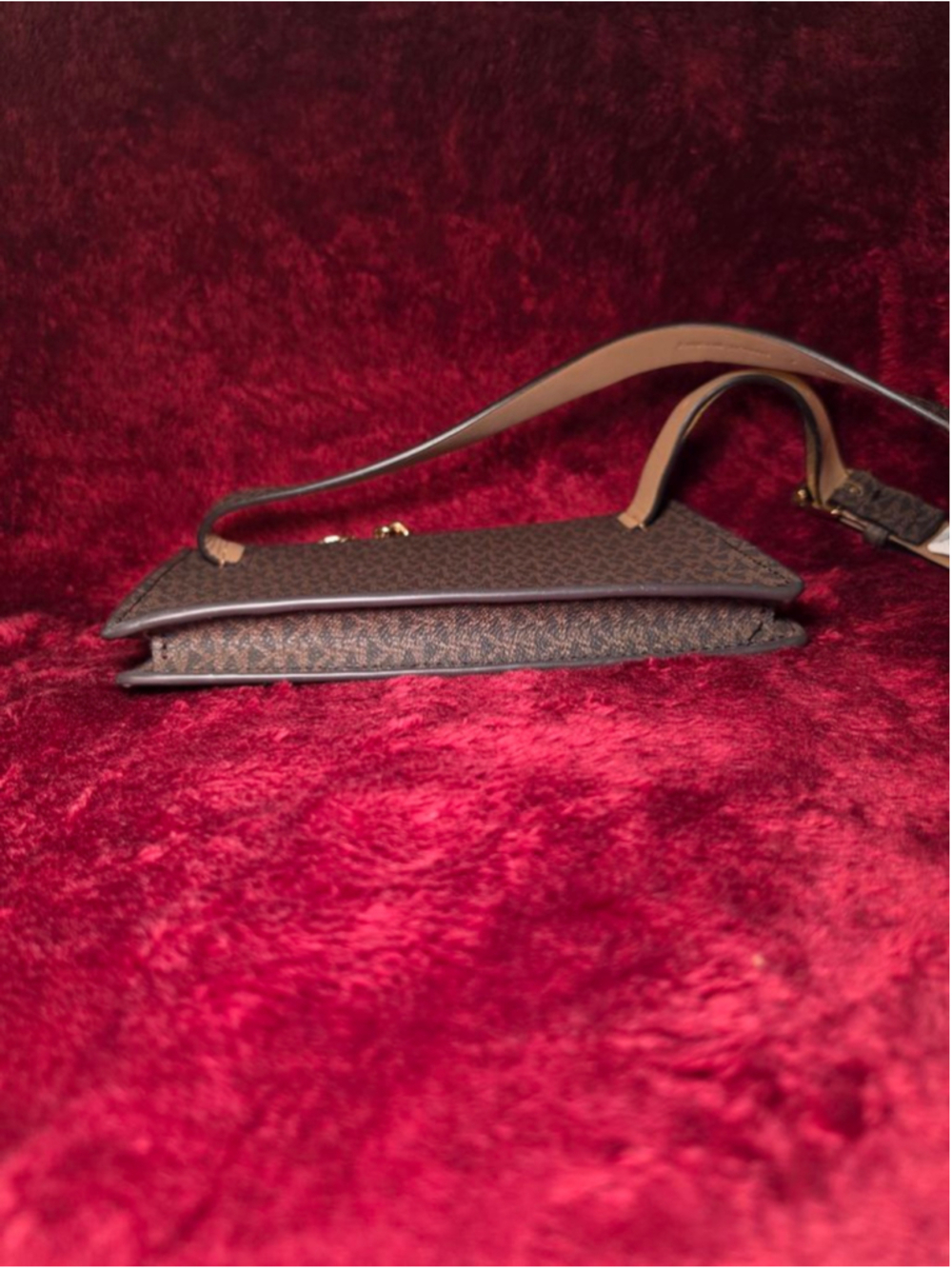 Michael Kors Brown Monogram Clutch Wristlet Belt Bag with Belt and Chain - Picture 3 of 4